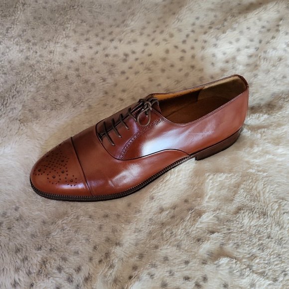 SALVATORE FERRAGAMO DRESS BROGUE COGNAC OXFORD - Picture 6 of 12